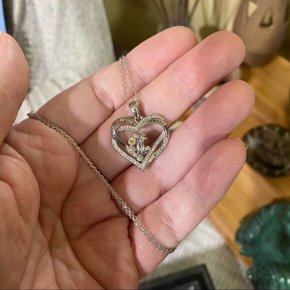 I Love You To The Moon And Back Cat Cz Sterling Silver Necklace - Picture 3 of 4